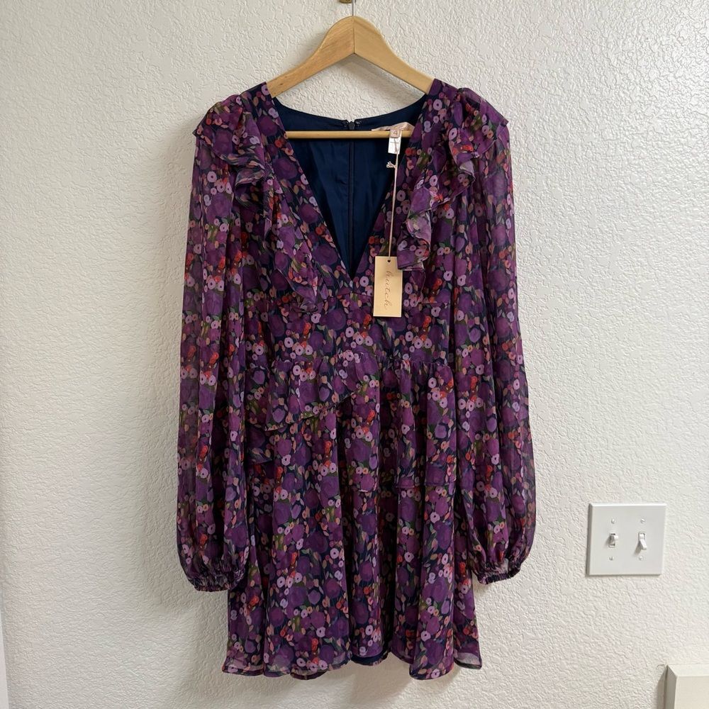 HUTCH Kyndra Dress In Lavender Whimsy Watercolor Floral Size 4 BNWT